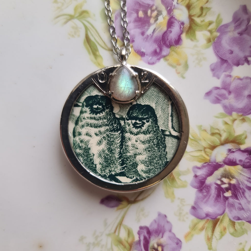 Collana preziosa uccellini verdi