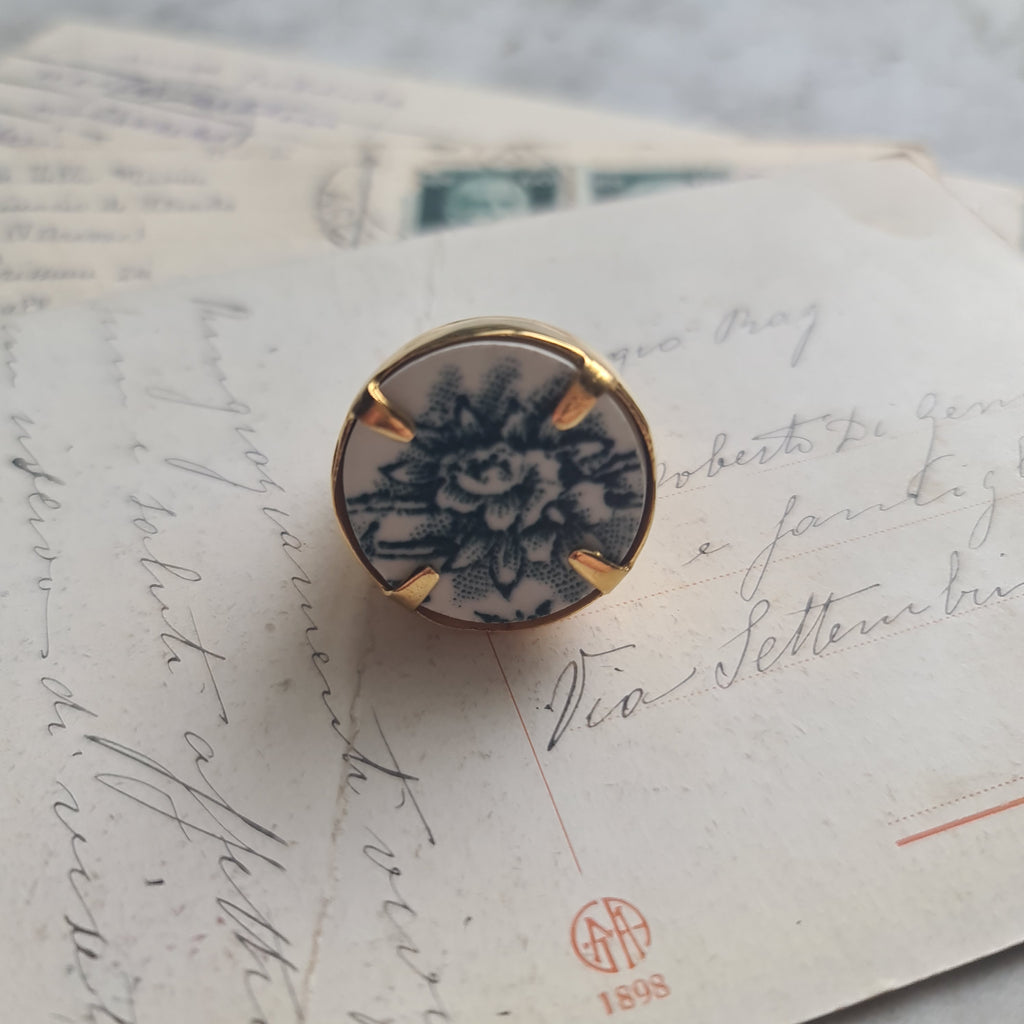 Anello fiore ottanio