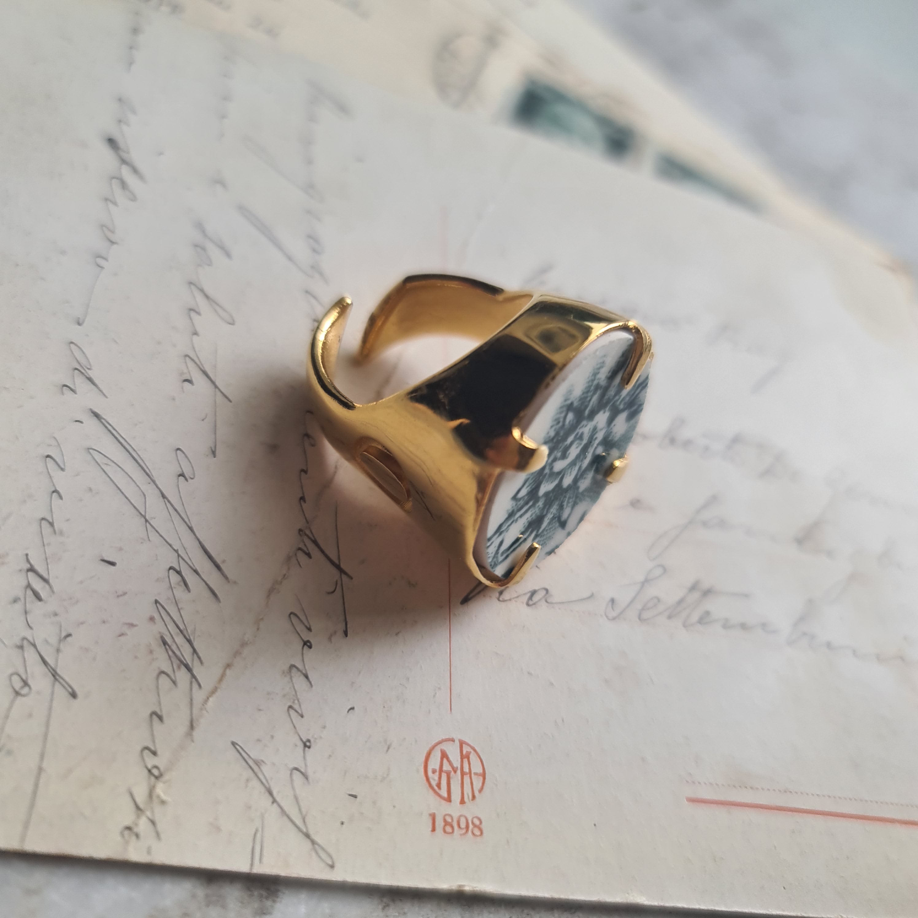 Anello fiore ottanio