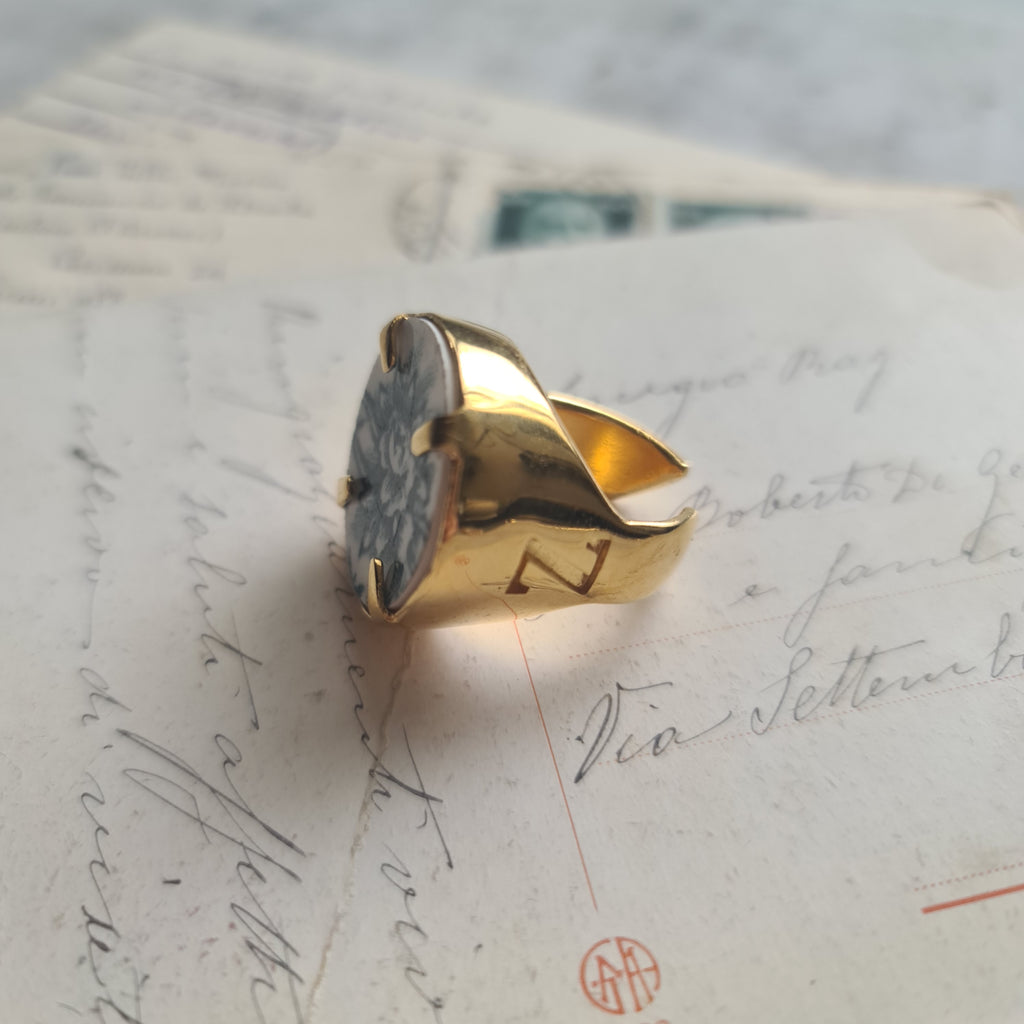 Anello fiore ottanio