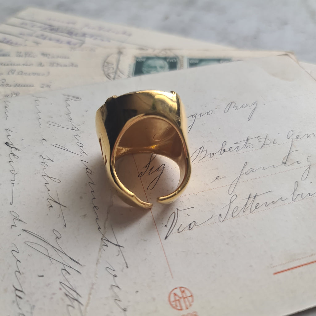 Anello quadrifoglio blu